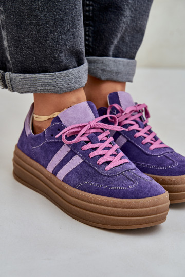 Zazoo N1068S4 Stilvollllschuhe aus INildleder-Sneakers mit einer Plattform Dunkellila Farbe