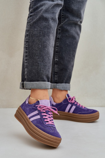 Zazoo N1068S4 Wildleder-Sport-Schuhe mit Plattform in Dunkelviolett 2