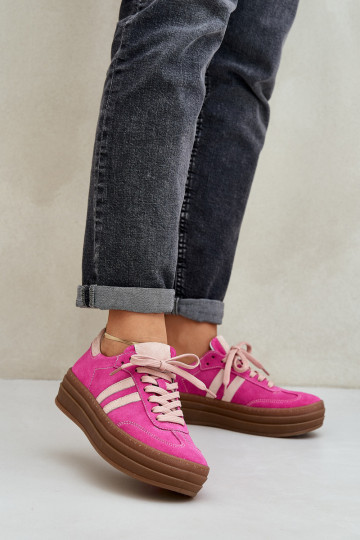 Zazoo N1068S4 Stilvollllschuhe aus INildleder-Sneakers mit einer Plattform pinke Farbe