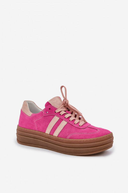 Zazoo N1068S4 Stilvollllschuhe aus INildleder-Sneakers mit einer Plattform pinke Farbe