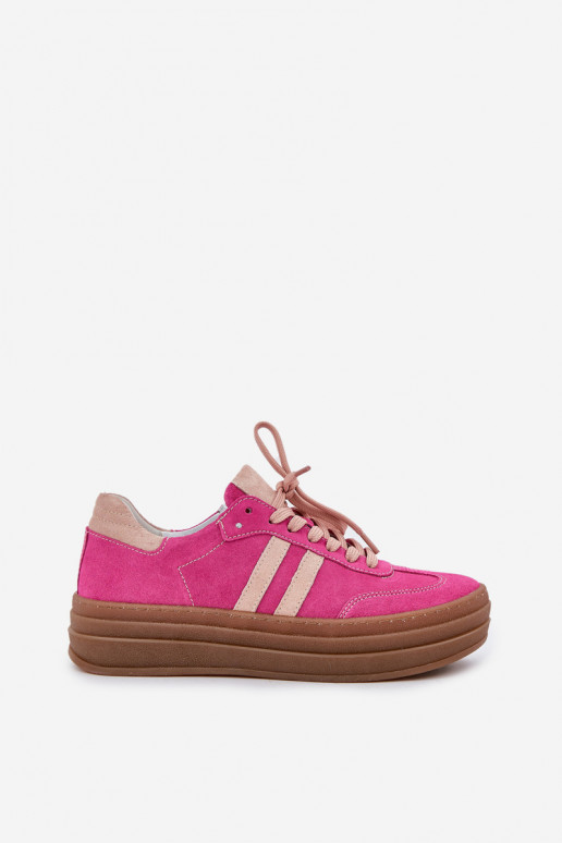 Zazoo N1068S4 Stilvollllschuhe aus INildleder-Sneakers mit einer Plattform pinke Farbe