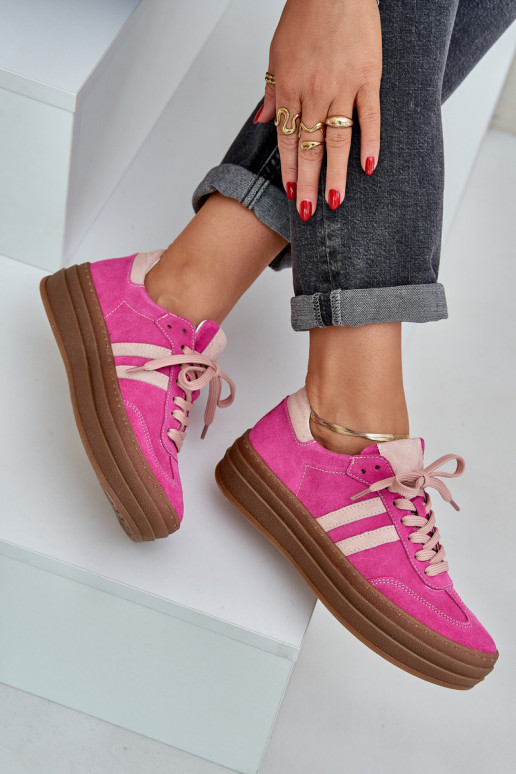 Zazoo N1068S4 Stilvollllschuhe aus INildleder-Sneakers mit einer Plattform pinke Farbe