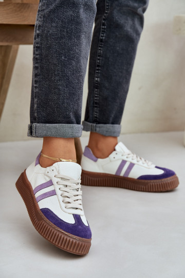 Zazoo N1068S6 Leder-Sport-Schuhe für Damen mit Plattform in Weiß 2