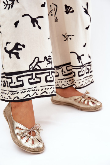 Zazoo 10179 flache Leder-Ballerinas in Gold 2