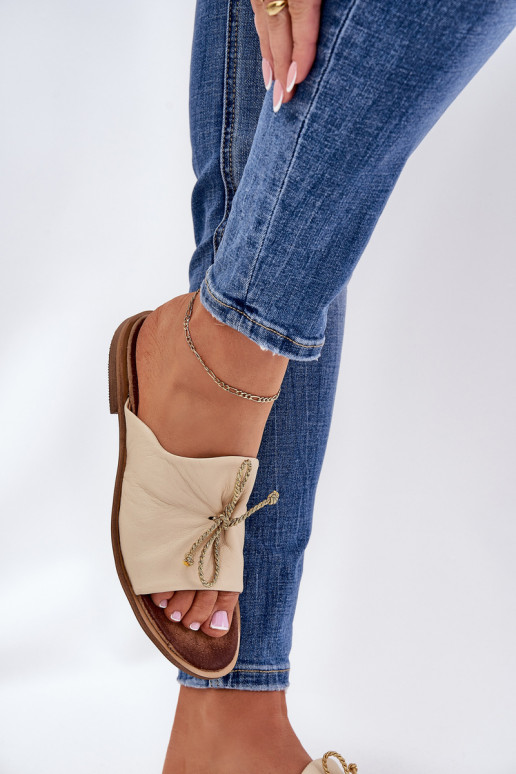 Zazoo 2659 Lederhausschuhe Feminin Beige