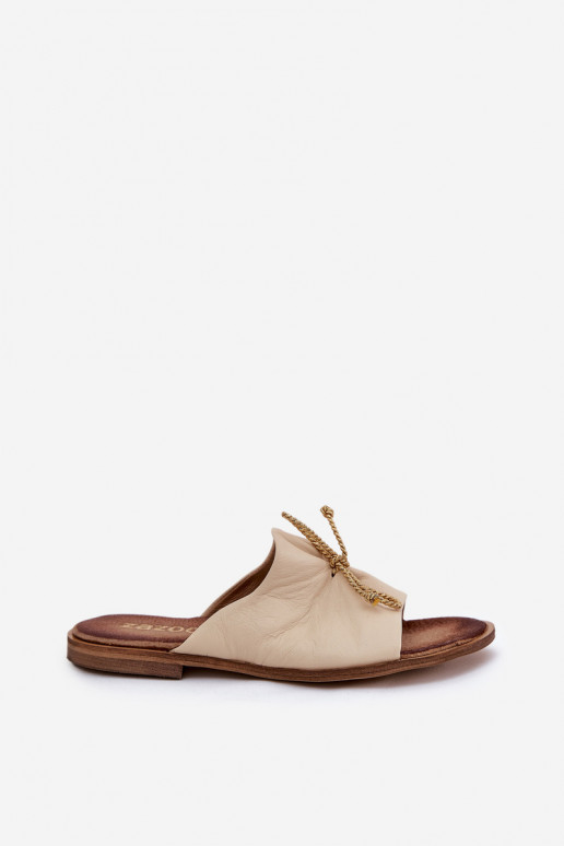 Zazoo 2659 Lederhausschuhe Feminin Beige