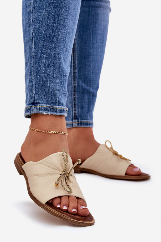 Zazoo 2659 Lederhausschuhe Feminin Beige