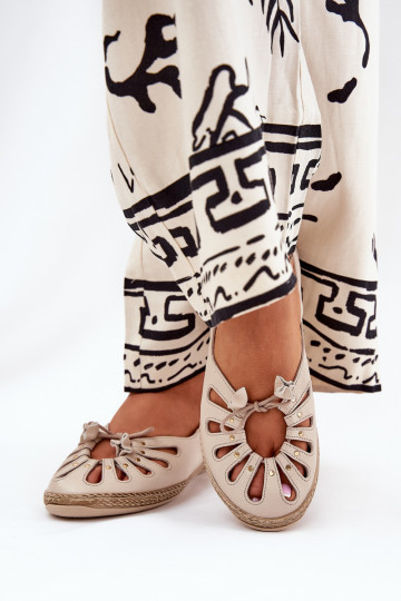 Zazoo 10179 flache Leder-Ballerinas in Sand 2
