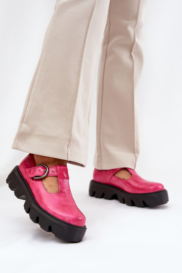 mit Lackeffekt Haut Schuhe mit Schnallen Zazoo 20183 pinke Farbe