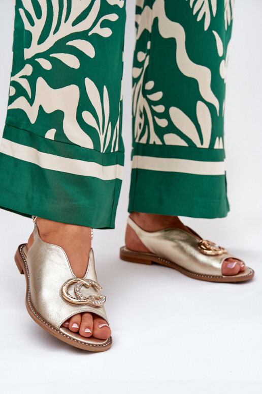 Damensandalen mit breiten Absätzen mit Ornamenten Laura Messi 2865 goldene Farbe Damensandalen mit breiten Absätzen mit Ornamenten Laura Messi 2865 goldene Farbe