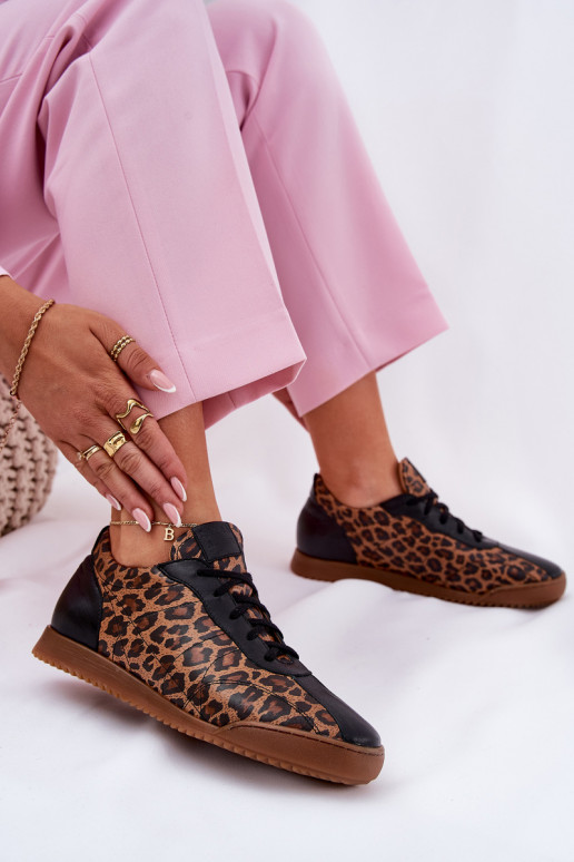 Haut Turnschuhe Feminin mit Leopardenfellmuster Laura Messi 2935 braune Farbe Haut Turnschuhe Feminin mit Leopardenfellmuster Laura Messi 2935 braune Farbe