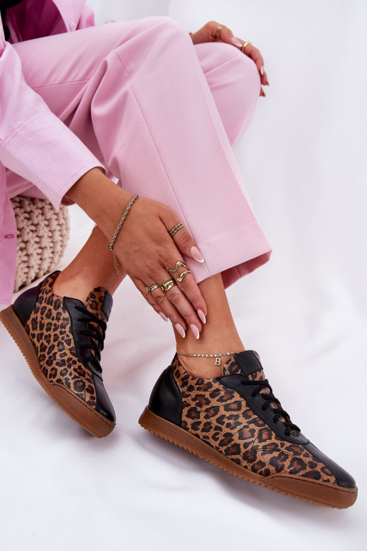 Haut Turnschuhe Feminin mit Leopardenfellmuster Laura Messi 2935 braune Farbe Haut Turnschuhe Feminin mit Leopardenfellmuster Laura Messi 2935 braune Farbe