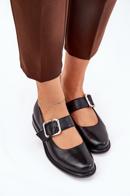 Haut Schuhe Feminin mit Schnallen Laura Messi 2980 schZuarze Farbe