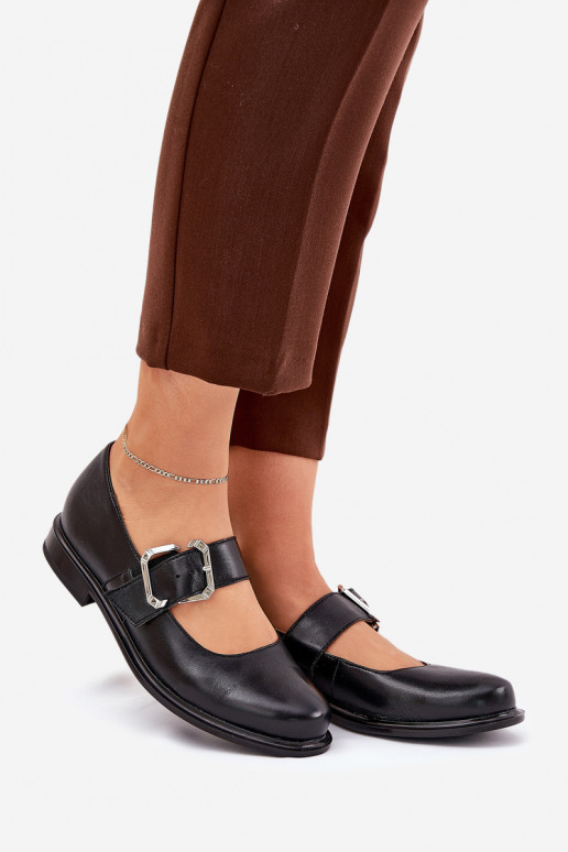 Haut Schuhe Feminin mit Schnallen Laura Messi 2980 schZuarze Farbe