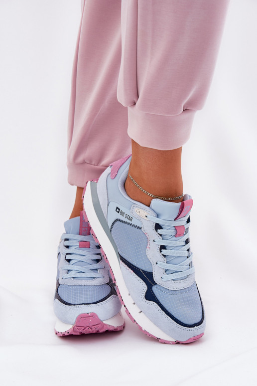 aus INildleder  Turnschuhe Feminin Big Star RR274236 HI-POLY SYSTEM blaue Farbe