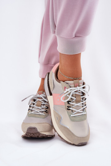 aus INildleder Sneakers Stilvollllschuhe Feminin Big Star RR274243 HI-POLY SYSTEM grau-pinke Farbe 2