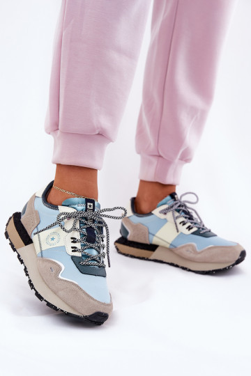 aus INildleder Sneakers Stilvollllschuhe Feminin Big Star RR274245 HI-POLY SYSTEM grau-blaue Farbe