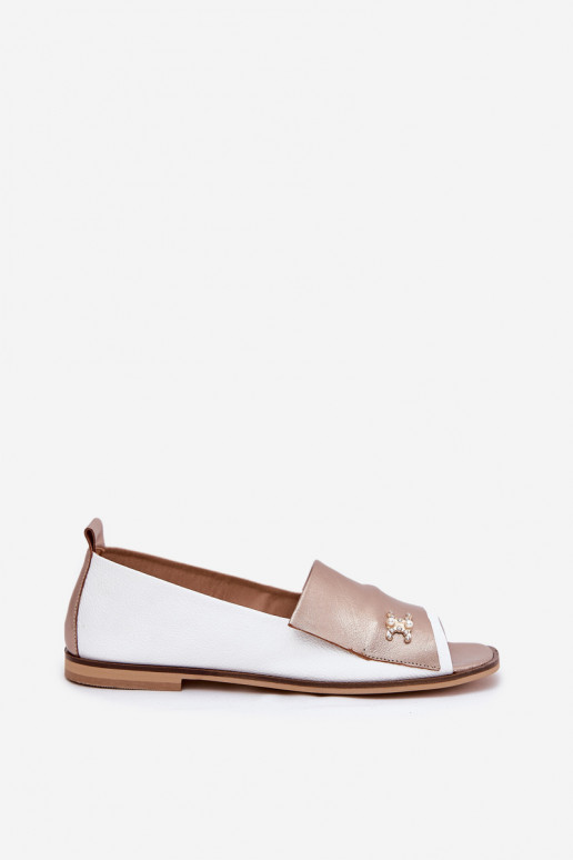 Haut Eleganter Stil BallerinasOdkrytymi Palcami Zazoo 1865 INeiß-goldene Farbe