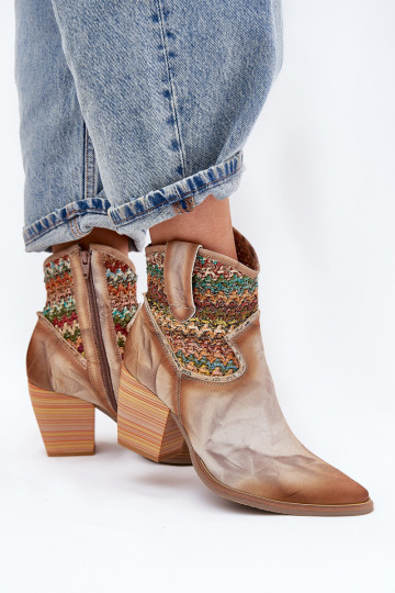 Lederne Cowboy-Stiefel mit Absatz, geflochtenem Muster Tai turiciejka 06810-29 in verschiedenen Farben