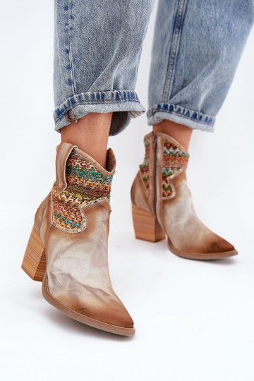 Haut Stiefel im CoZuboy-Stil mit Absätzen dekorieren Plecionką Es mussciejka 06810-29 Verschiedene Farben 2