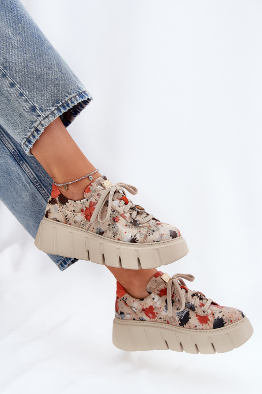 Haut Sneakers Stilvollllschuhe mit einer Plattform Es mussciejka 06891-18 Beige