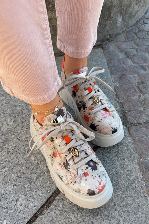 Haut Sneakers Stilvollllschuhe mit einer Plattform Es mussciejka 06891-18 Beige