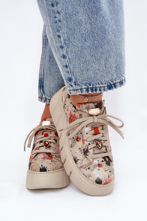 Haut Sneakers Stilvollllschuhe mit einer Plattform Es mussciejka 06891-18 Beige