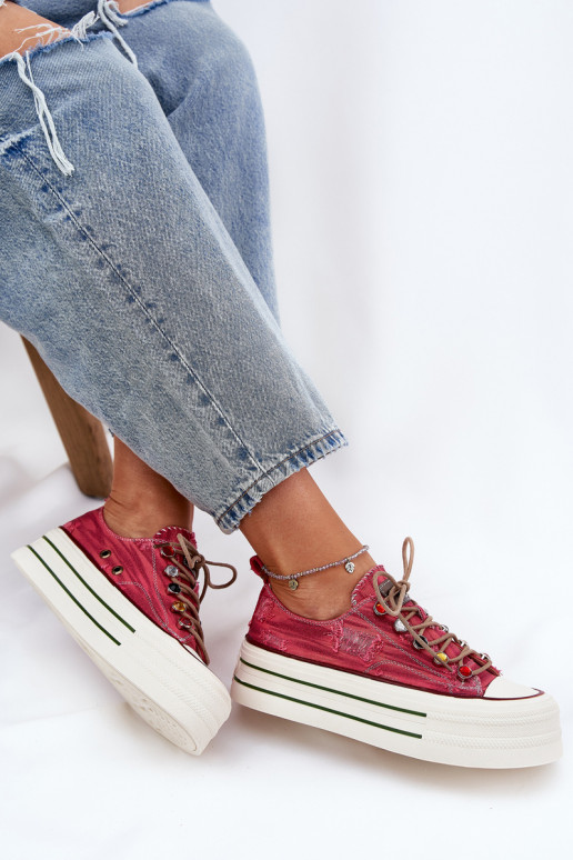 Freizeitschuhe mit einer Plattform GOE RR2N4104 rote Farbe Freizeitschuhe mit einer Plattform GOE RR2N4104 rote Farbe