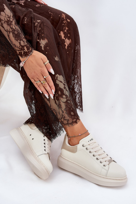 Haut Sneakers Stilvollllschuhe Feminin mit einer Plattform GOE RR2N4004 Beige Haut Sneakers Stilvollllschuhe Feminin mit einer Plattform GOE RR2N4004 Beige