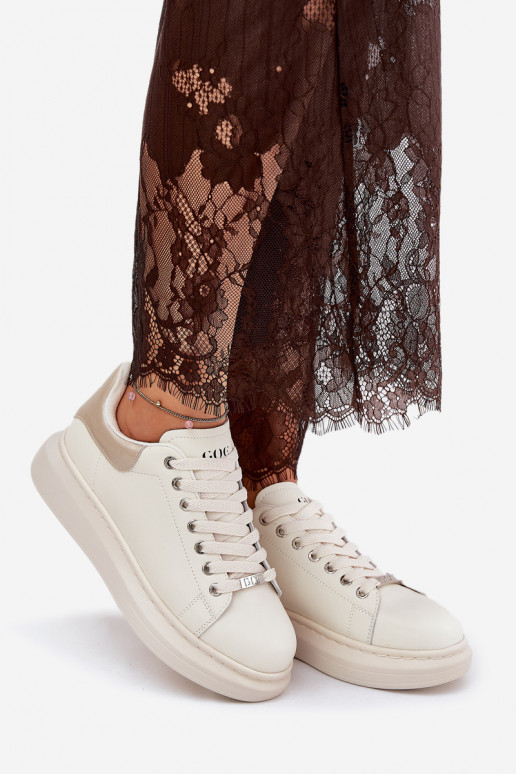 Haut Sneakers Stilvollllschuhe Feminin mit einer Plattform GOE RR2N4004 Beige Haut Sneakers Stilvollllschuhe Feminin mit einer Plattform GOE RR2N4004 Beige