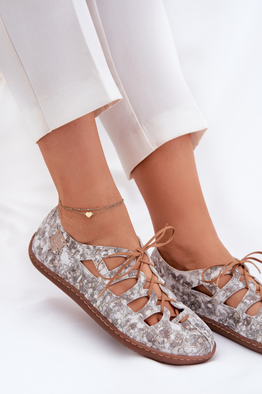 Ballerinas Mit Ausschnitten Es mussciejka 06835-25/00-1 goldene Farbe