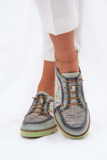 Haut Schuhe Feminin Gemustert Es mussciejka 06784-09 grüne Farbe