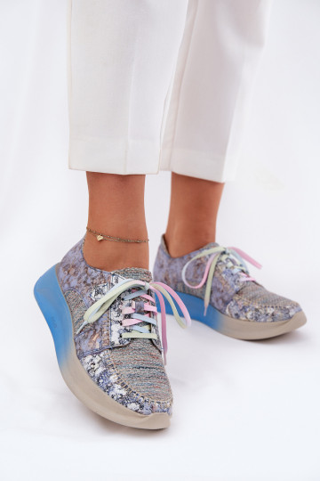 Haut Schuhe Sneakers Stilvollllschuhe Feminin mit einer Plattform Es mussciejka 06776A-06 blaue Farbe 2