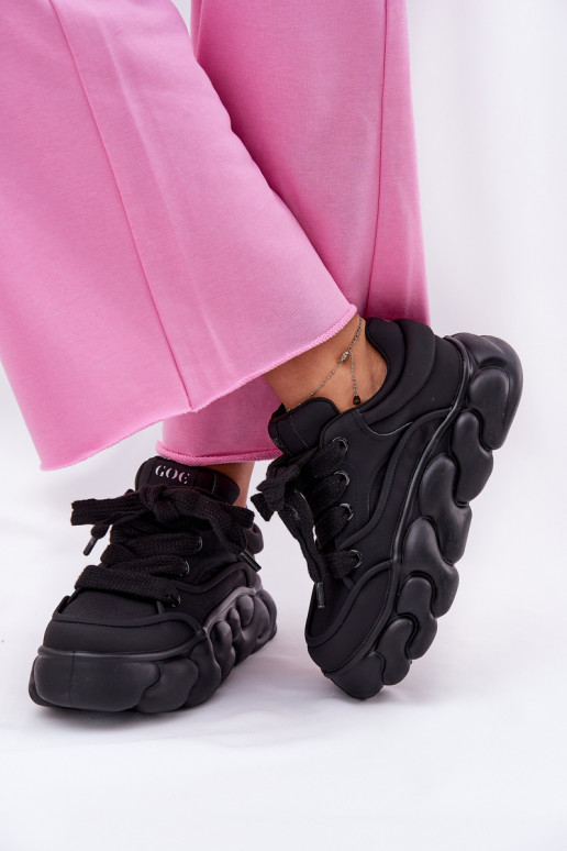 Haut Sneakers Stilvollllschuhe Feminin mit einer Plattform GOE RR2N4044 schZuarze Farbe Haut Sneakers Stilvollllschuhe Feminin mit einer Plattform GOE RR2N4044 schZuarze Farbe