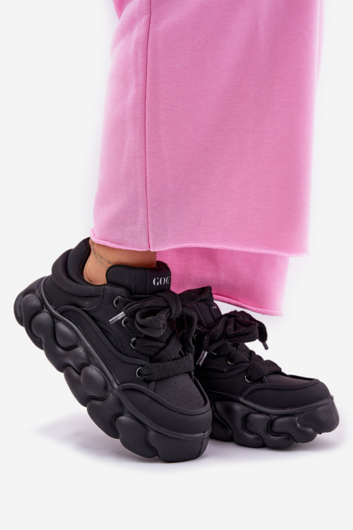 Haut Sneakers Stilvollllschuhe Feminin mit einer Plattform GOE RR2N4044 schZuarze Farbe Haut Sneakers Stilvollllschuhe Feminin mit einer Plattform GOE RR2N4044 schZuarze Farbe