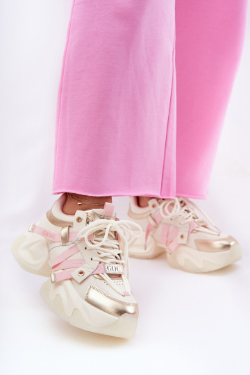 Haut Sneakers Stilvollllschuhe Feminin mit modischer Es mussssivsohle GOE RR2N4031 Beige