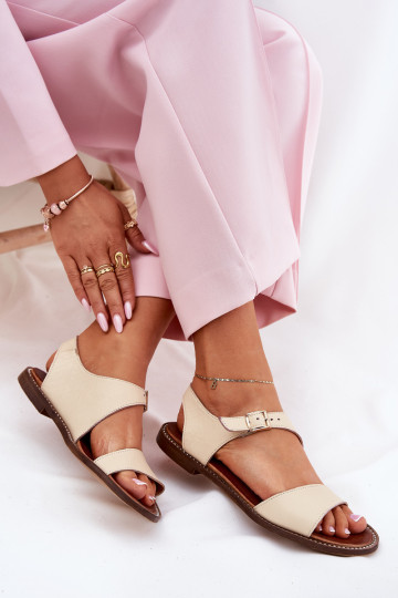 Haut Flache Sandalen für Damen Zazoo 3014 Beige