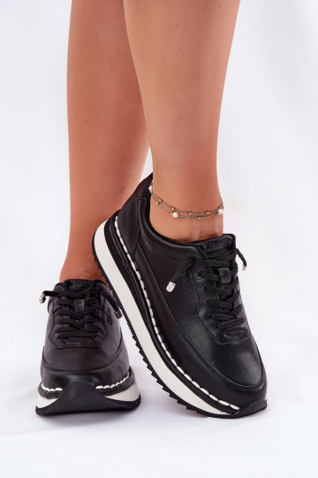 Haut Sneakers Stilvollllschuhe Feminin mit einer Plattform Big Star RR274A335 schZuarze Farbe