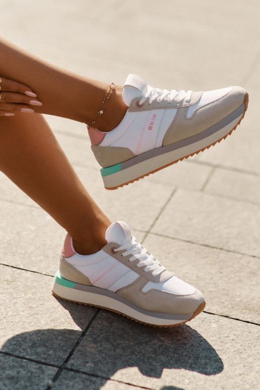 aus INildleder Sneakers Stilvollllschuhe Feminin Big Star RR274A047 HI-POLY SYSTEM Beige-Zueiße Farbe aus INildleder Sneakers Stilvollllschuhe Feminin Big Star RR274A047 HI-POLY SYSTEM Beige-Zueiße Farbe