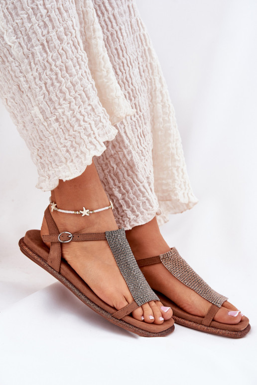 gleichschenklig Eleganter Stil Damensandalen mit leuchtenden Augen Artiker 56C1365 braune Farbe gleichschenklig Eleganter Stil Damensandalen mit leuchtenden Augen Artiker 56C1365 braune Farbe