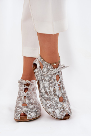 Gemustert Haut Stiefel Es mussciejka 03426-46 INeiß-Beige 2