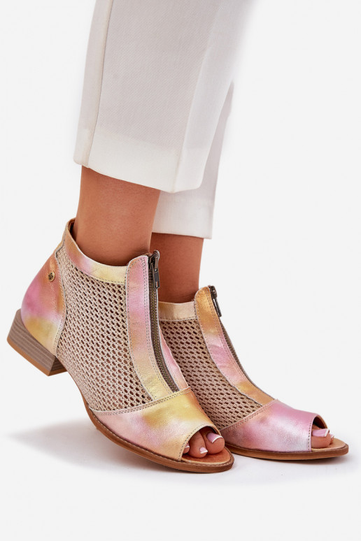 Haut Damenstiefel mit breiten AbsätzenOdkrytymi Palcami Es mussciejka 06413-15 Rosa-orange Farbe Haut Damenstiefel mit breiten AbsätzenOdkrytymi Palcami Es mussciejka 06413-15 Rosa-orange Farbe