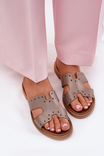 Zazoo 40326 Feminin Hausschuhe Mit dekorativen Ausschnitten Beige