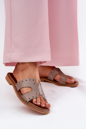 Zazoo 40326 Feminin Hausschuhe Mit dekorativen Ausschnitten Beige 2