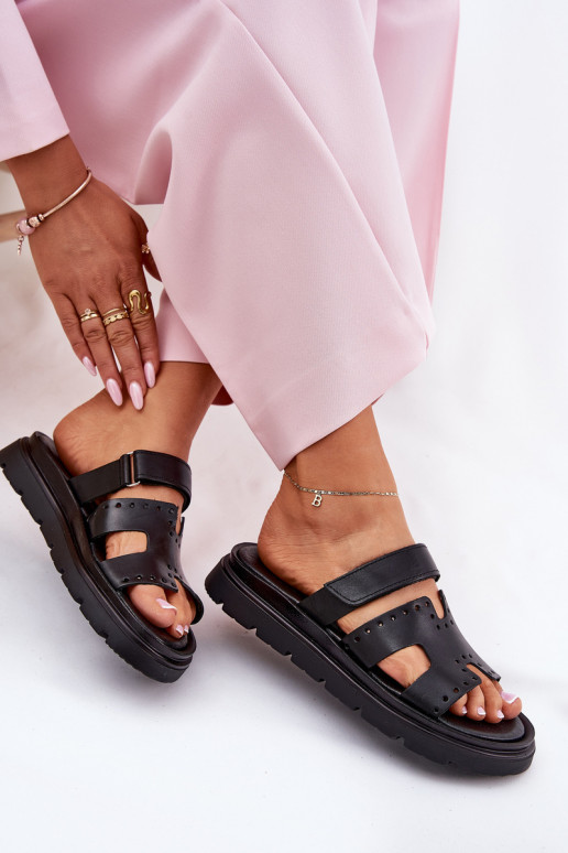 DamenhausschuheErmöglichtturalnej Skóry mit einer Plattform Zazoo 40440 schZuarze Farbe