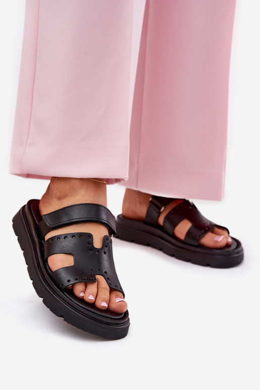 DamenhausschuheErmöglichtturalnej Skóry mit einer Plattform Zazoo 40440 schZuarze Farbe