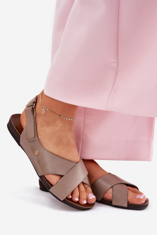 Damensandalen mit Klebeverschlüssen Zazoo 40141 Beige