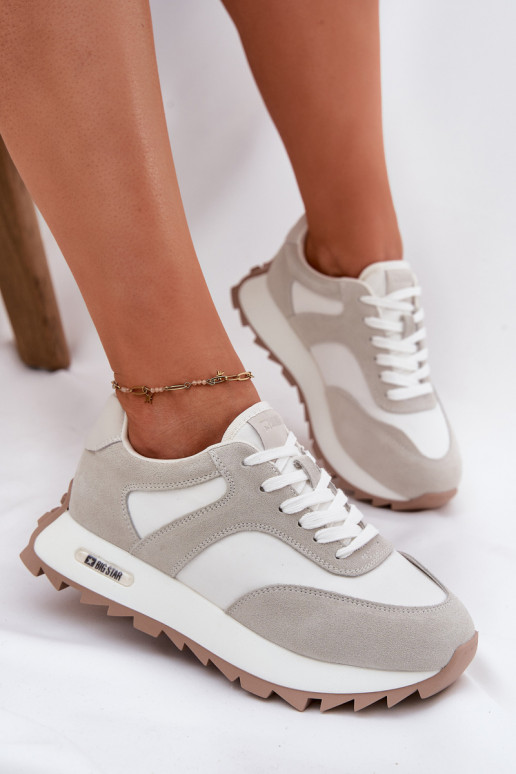 aus INildleder Sneakers Stilvollllschuhe mit einer Plattform Feminin Big Star RR274896 HI-POLY SYSTEM INeiß-graue Farbe aus INildleder Sneakers Stilvollllschuhe mit einer Plattform Feminin Big Star RR274896 HI-POLY SYSTEM INeiß-graue Farbe