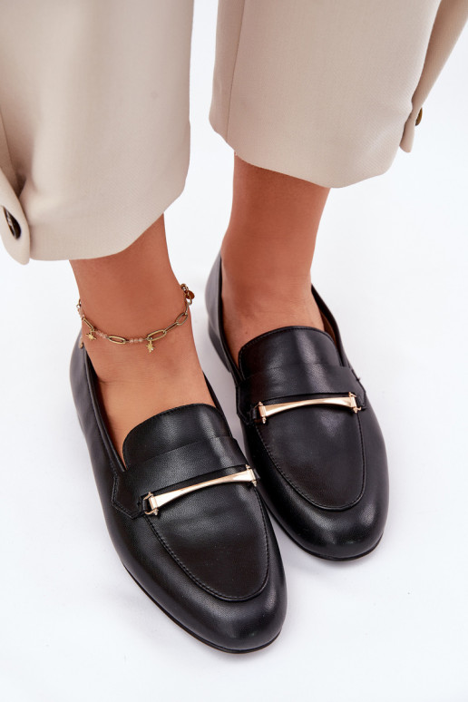 Haut Schuhe Mokassins für Damen Es mussciejka K6809-01 schZuarze Farbe