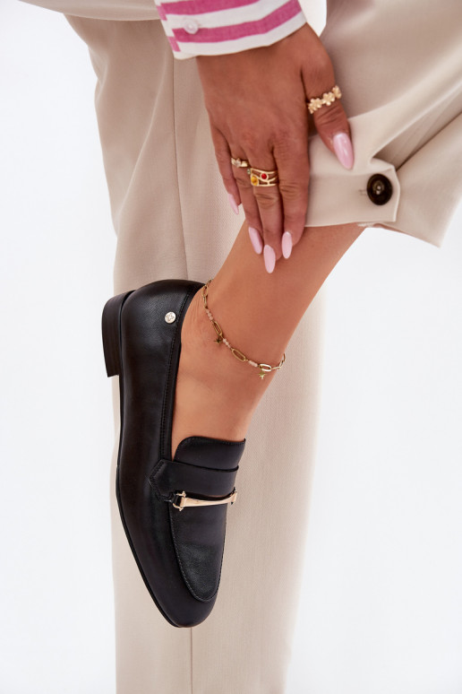 Haut Schuhe Mokassins für Damen Es mussciejka K6809-01 schZuarze Farbe